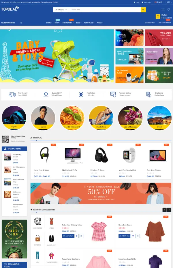 Pazaryeri 3 e ticaret web sitesi, birçok farklı ürünü pazarlayabileceğiniz çok amaçlı bir pazaryeri e ticaret web sitesidir. Seyahat, yiyecek içecek, tekstil gibi birçok sektöre uyumludur.